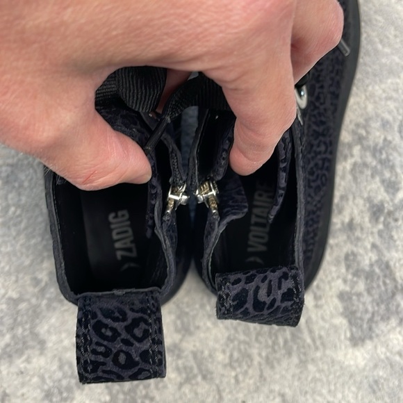 NIB Zadig & Voltaire Laureen Leopard Suede Lace Up Ankle Boots Ink Black Sz 36 - Picture 12 of 15